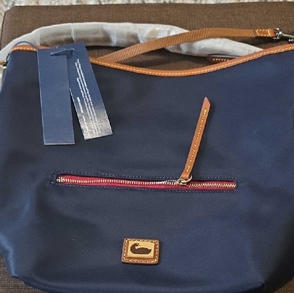 Dooney & Bourke Navy and Tan Shoulder Bag